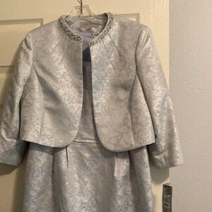 Tahari Silver and White Wedding Dress